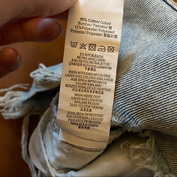 Missguided | Blue Light Wash | Extreme Ripped Hem | High Waist Denim Shorts 0 - Picture 11 of 11